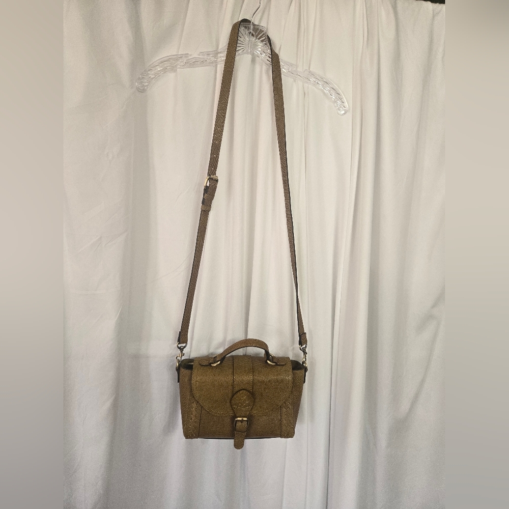 Patricia Nash Lizard Burnt Yellow Elegant Leather Handbag
